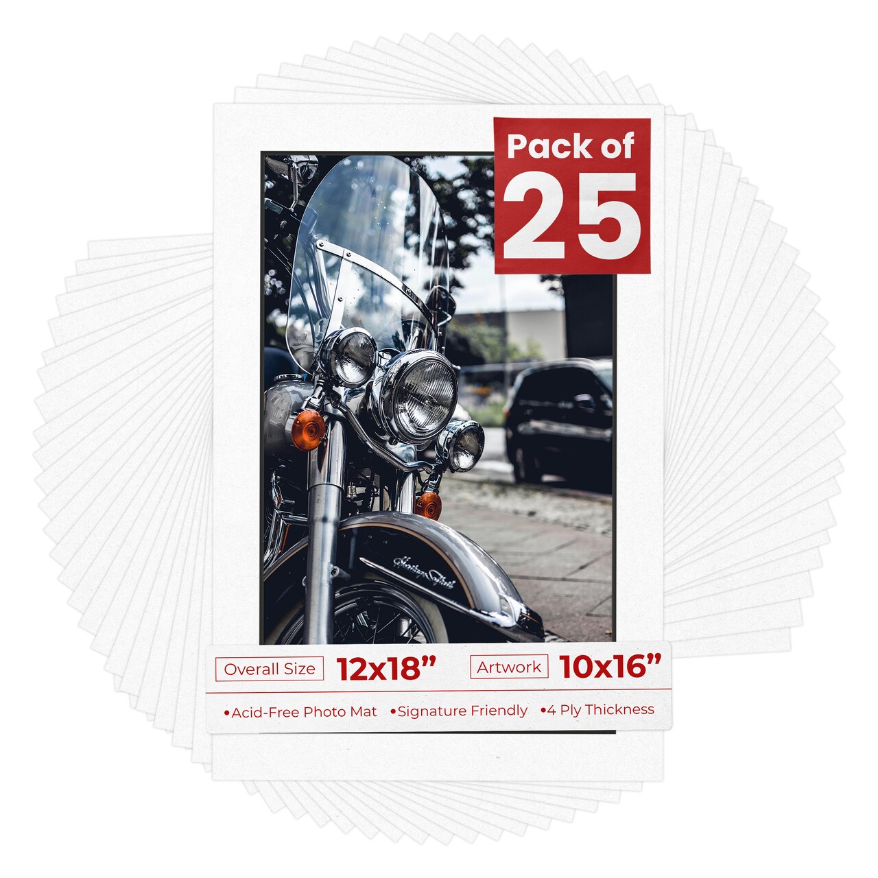 White with Black Core Mat Board for 12x18 Frames - Fits 10x16 Photos